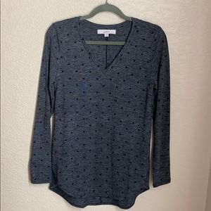 LOFT Tops • Gray & Black Polka Dot Long Sleeve Tee